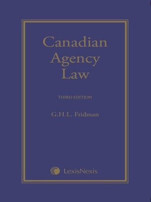 cover image of Canadian Agency Law